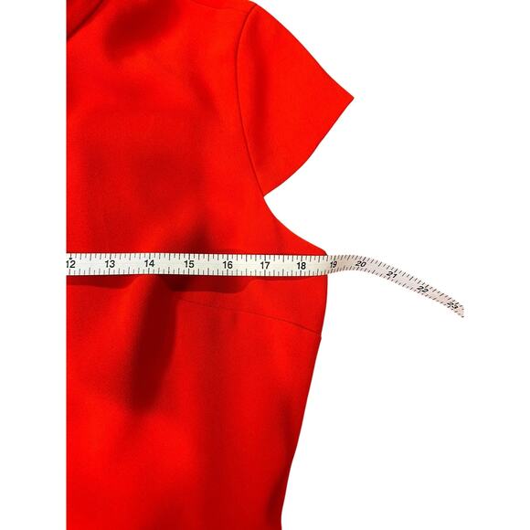 J. CREW Red Navy Tie-Neck Knee Length Fit & Flare Office Dress 365 Crepe Red 10T - Picture 5 of 12